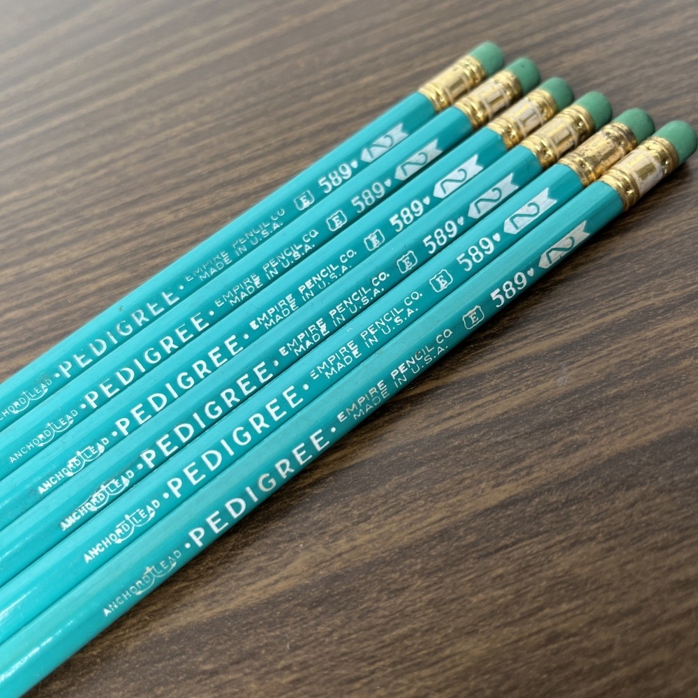 3 Vintage unsharpened EMPIRE PEDIGREE 589 2 Pencils Made In USA Anchord Lead